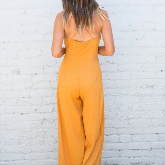 🍊NWT Women’s MINKPINK Orange Belted Cross-back Jumpsuit 🍊 - Picture 3 of 9